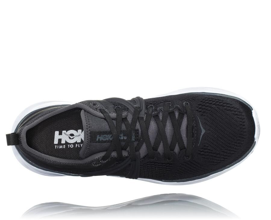 Hoka Australia One One Tivra - Womens Running Shoes Black/White - EAVSD-9206